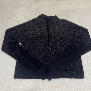 Lululemon cropped quarter zip - size 8 black/white speckled